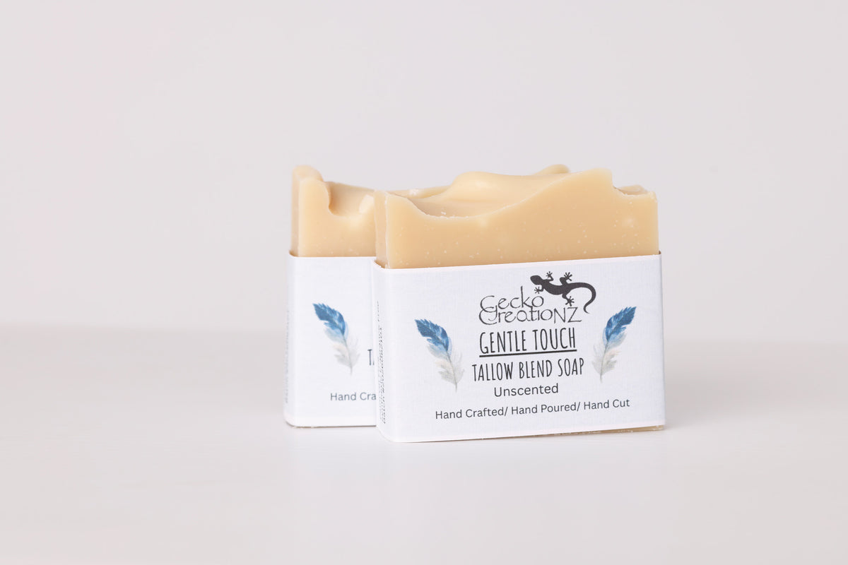 Gentle Touch unscented tallow blend soap, two bars