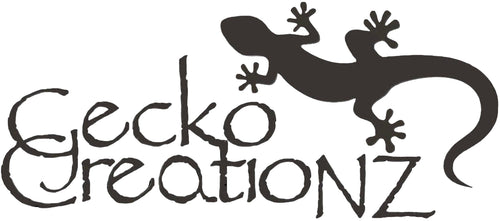 Black silhouette of a gecko with 'Gecko Creation NZ' text on a white background