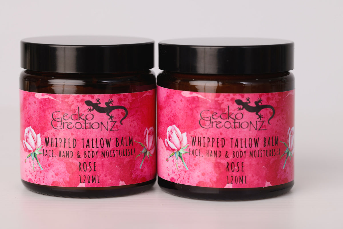 Rose whipped tallow balm, two jars