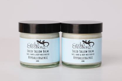 Solid tallow balm, unscented, two jars