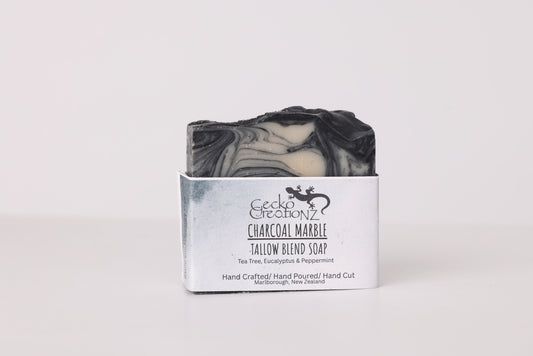 Charcoal Marble tallow blend soap