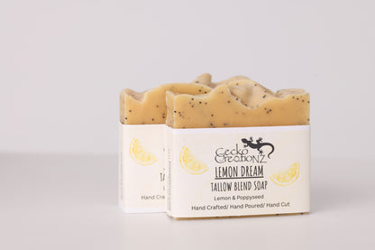 Lemon Dream tallow blend soap, two bars