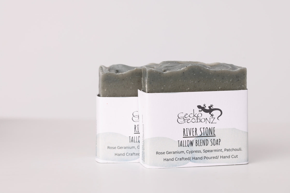 River Stone tallow blend soap, two bars