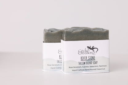River Stone tallow blend soap, two bars