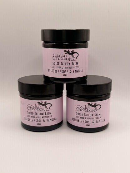 Solid Tallow Balm - Restore// Rose & Vanilla