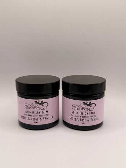 Solid Tallow Balm - Restore// Rose & Vanilla