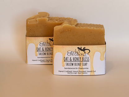 Tallow Blend Soap – Honey & Oat Bliss (Lavender, Sandalwood & Chamomile)