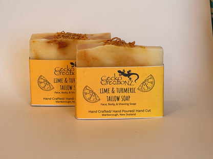 Tallow Soap – Lime & Turmeric (Lime, Sweet Orange & Cedarwood)
